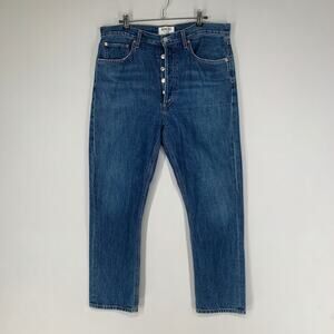 Agolde Jeans Women 30 Blue Riley Denim High Rise Straight Crop Button Fly 26